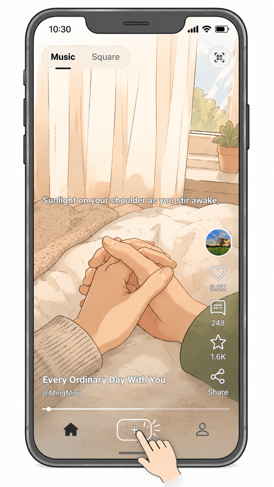 Phone showing AI song creation in the EchoMory app